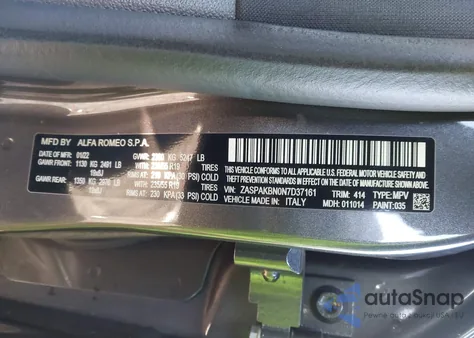 2022 Alfa Romeo Stelvio Ti Awd z USA, uszkodzony, nr VIN ZASPAKBN0N7D37161